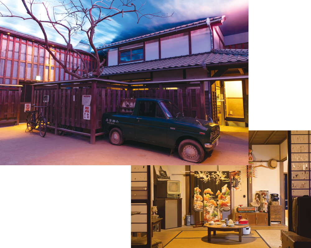 豊後高田の人気観光スポット・昭和ロマン蔵内のレトロな街並みを再現した「昭和の夢町三丁目館」の様子